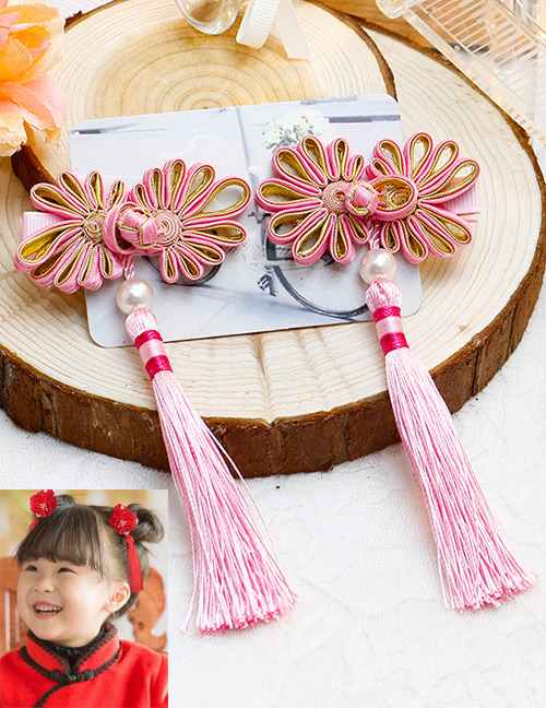 Lovely Pink Flower&tassel Decorated Hairpin(2pcs)