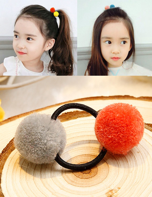 Lovely Orange+gray Fuzzy Balls Decorated Hair Band