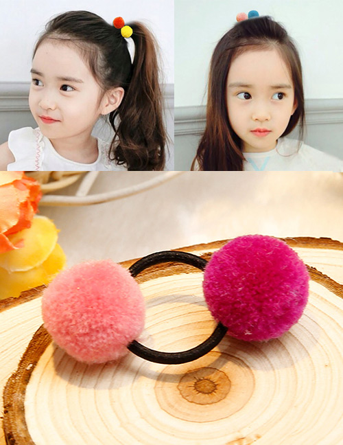 Lovely Dark Purple+pink Fuzzy Balls Decorated Hair Band