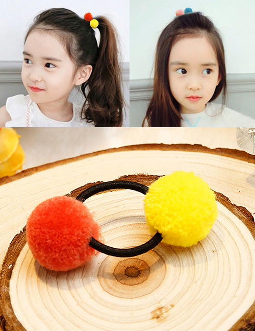 Lovely Orange+yellow Fuzzy Balls Decorated Hair Band