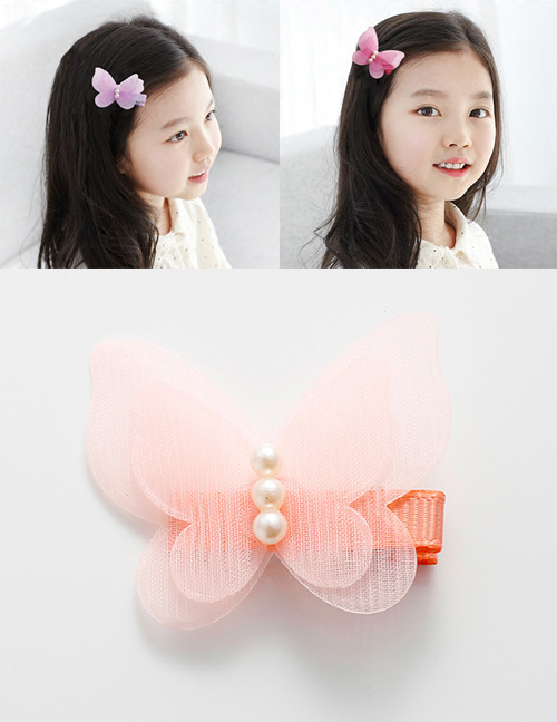 Lovely Light Orange Butterfly Shape Decorated Hairpin