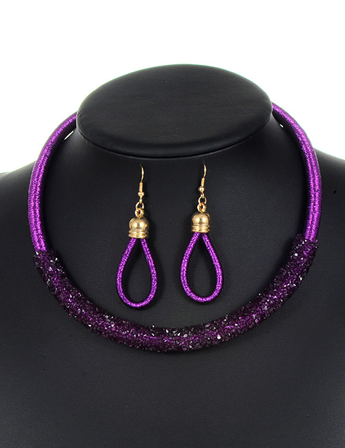 Trendy Purple Circular Ring Decorated Pure Color Jewelry Sets
