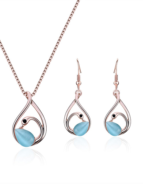 Fashion Blue Swan Shape Decorated Simple Jewelry Sets