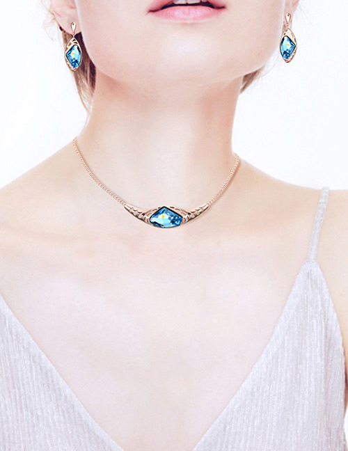 Fashion Blue Irregular Shape Gemstone Decorated Jewelry Sets