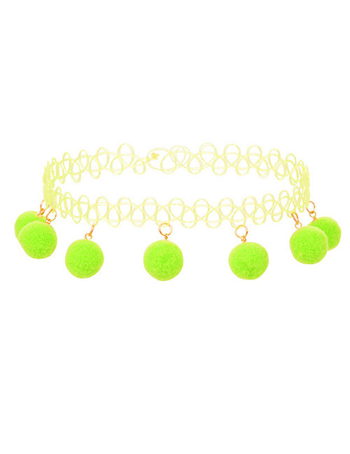 Trendy Green Fuzzy Ball Decorated Pure Color Choker