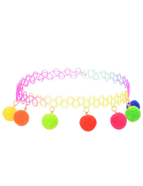 Trendy Multi-color Fuzz Ball Decorated Simple Choker