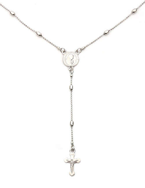 Trendy Silver Color Cross Shape Pendant Decorated Necklace