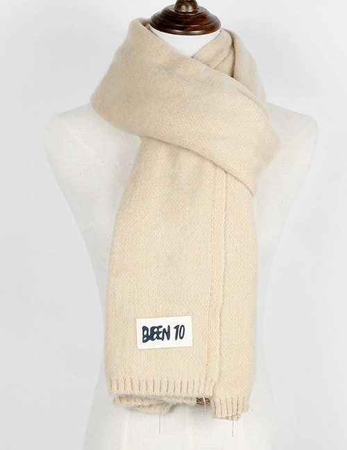 Trendy Beige Letter Pattern Decorated Knitting Thicken Scarf