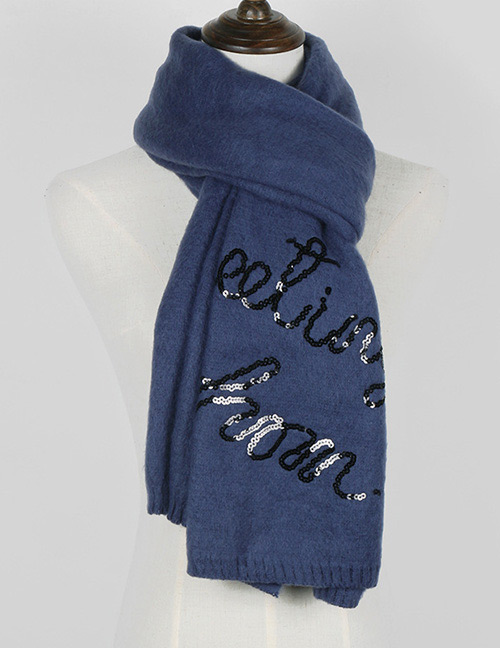 Trendy Blue Letter Pattern Decorated Thicken Dual Use Scarf
