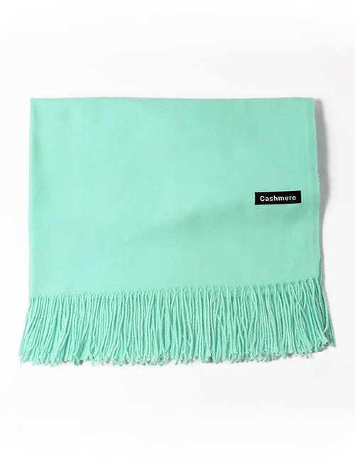 Trendy Green Tassel Decorated Pure Color Scarf