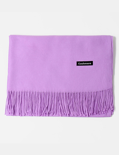 Trendy Purple Tassel Decorated Pure Color Scarf