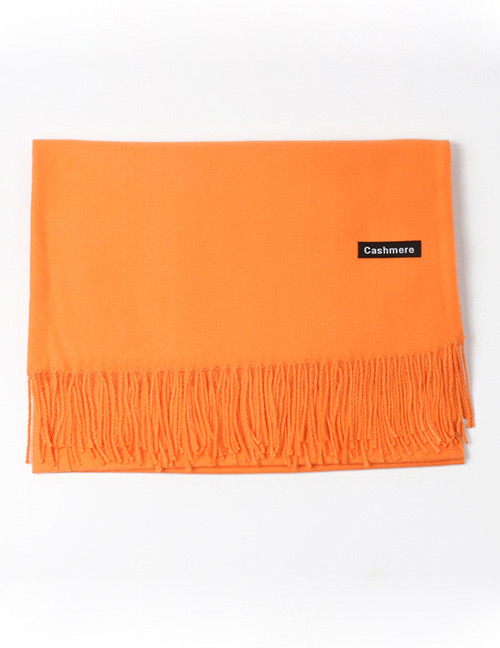Trendy Orange Tassel Decorated Pure Color Scarf