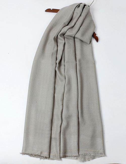 Trendy Gray Pure Color Decorated Dual Use Scarf