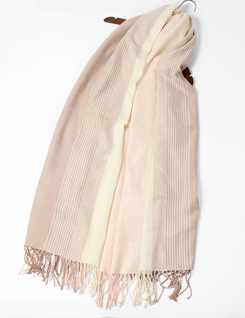 Fashion Pink+white Tassel Decorated Dual Use Scarf