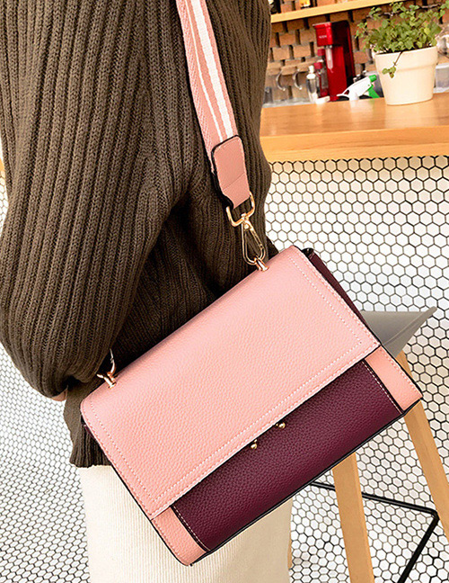 Trendy Pink Wide Strap Design Shoulder Bag