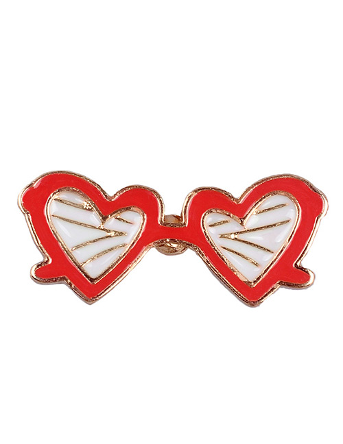 Fashion Red Sunglasses Shape Decorated Brooch