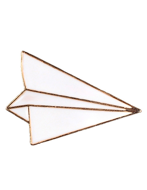 Fashion White Aircraft Shape Decorated Brooch