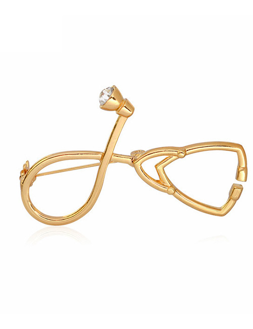 Lovely Gold Color Stethoscope Shape Decorated Brooch