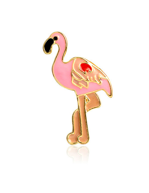 Lovely Pink Flamingo Shape Decorated Brooch