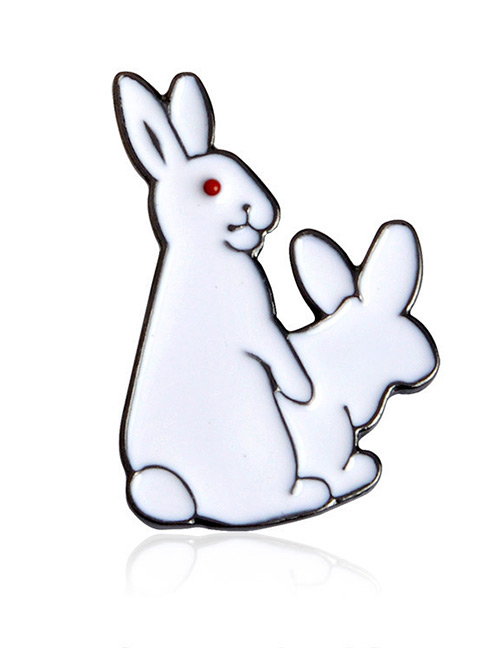 Lovely White Rabbit Shape Decorated Brooch