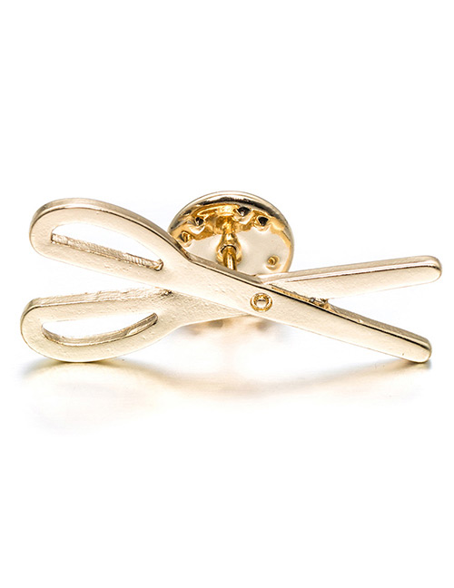Lovely Gold Color Scissors Shape Decorated Brooch