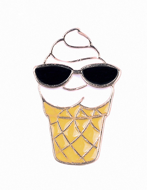 Lovely Yellow Ice-cream Shape Decorated Brooch