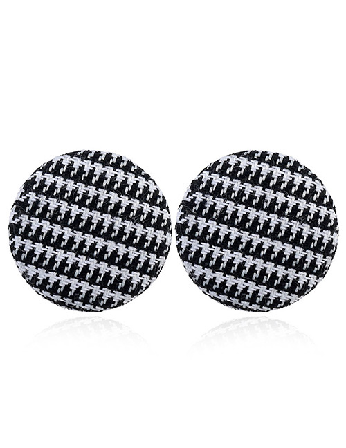 Retro White+black Round Shape Decorated Earrings
