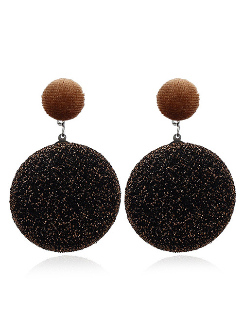 Retro Brown Round Shape Decorated Earrings