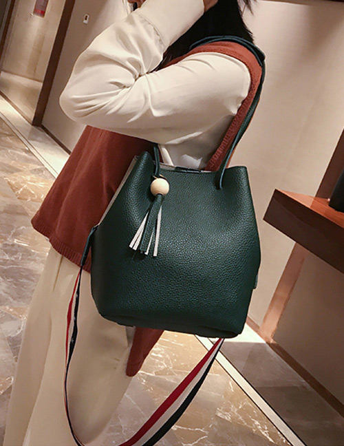 Fashion Green Tassel Shape Decorated Bag (3pcs)