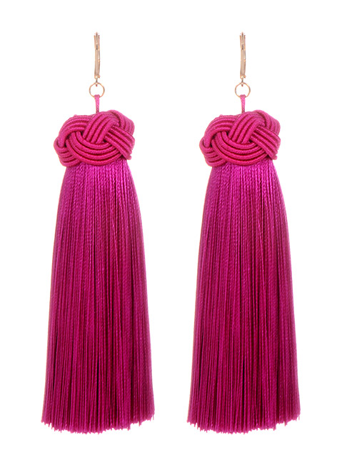 Fashion Purple Pure Color Decorated Long Earrings