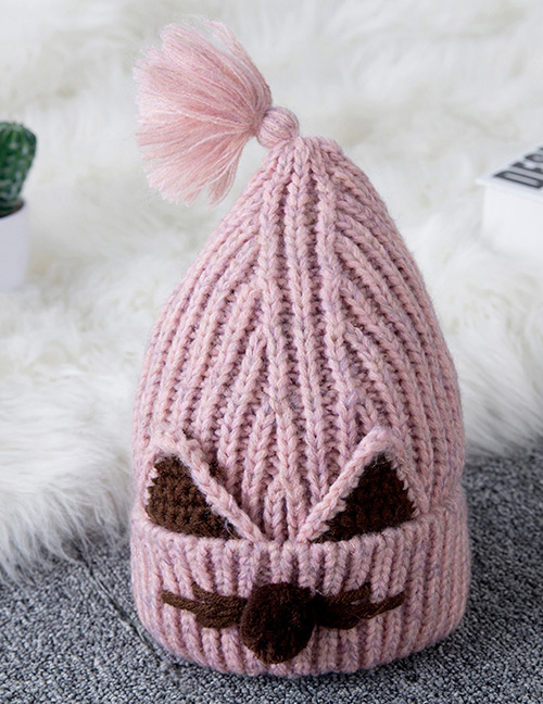 Lovely Pink Cartoon Pattern Design Child Knitted Cap(2-7 Yesrs Old )