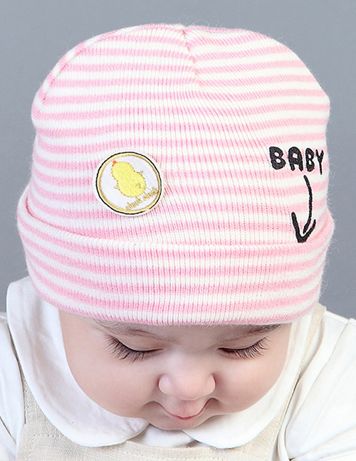 Lovely Pink Stripe Pattern Decorated Child Thin Cap(0-2 Yesrs Old )