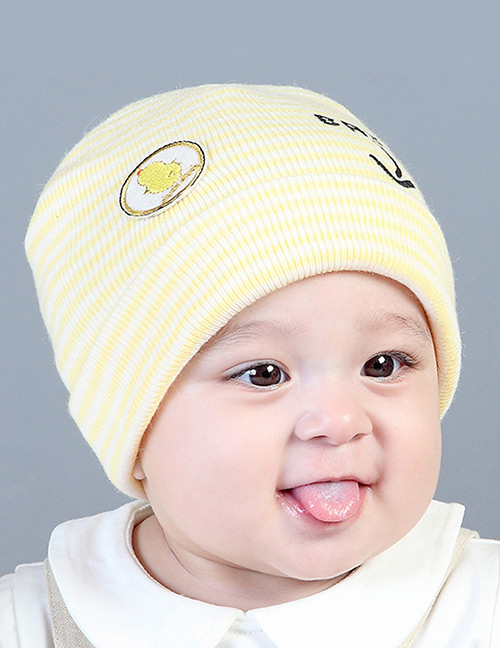 Lovely Yellow Stripe Pattern Decorated Child Thin Cap(0-2 Yesrs Old )
