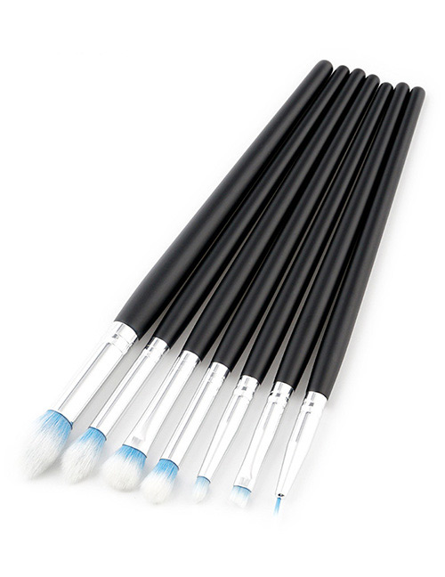 Trendy Blue+white Color Matching Decorated Makeup Brush(7pcs)