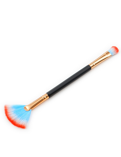 Trendy Orange+blue Sector Shape Decorated Makeup Brush
