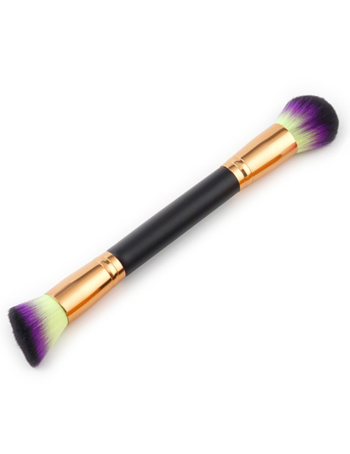 Trendy Yellow+purple Oblique Shape Decorated Makeup Brush