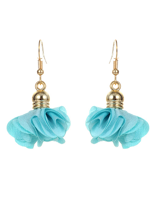Fashion Light Blue Flower Pendant Decorated Earrings