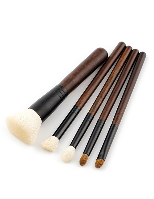 Fashion Brown Color-maching Decorated Brushes (5pcs)