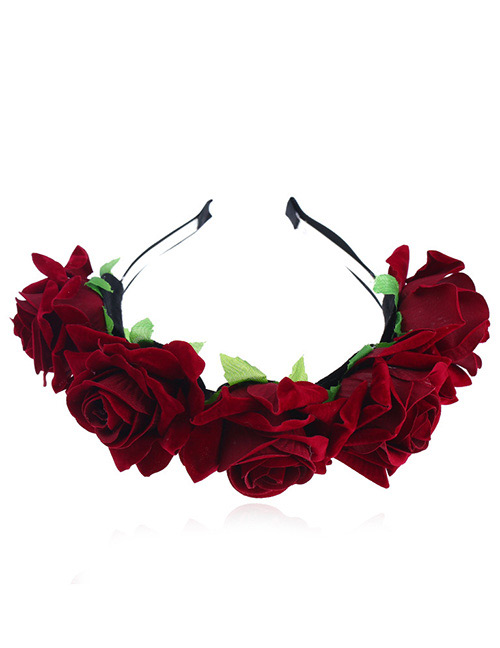 Elegant Red Flower Shape Decorated Hair Clip