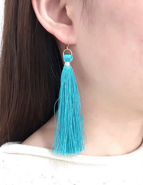 Bohemia Blue Pure Color Decorated Earrings