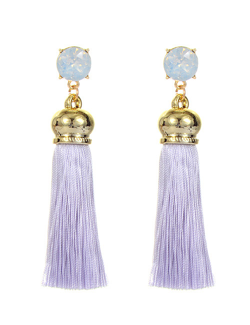 Fashion Light Purple Pure Color Decorated Earrings