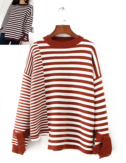 Fashion Red Color-matching Decorated Sweater