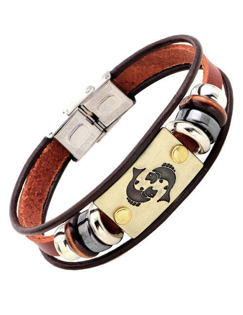 Personality Brown Pisces Decorated Multilayer Bracelet