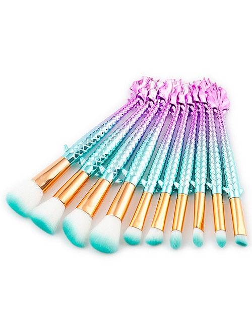 Fashion Blue Mermaid Shape Decorated Brushes (10pcs)