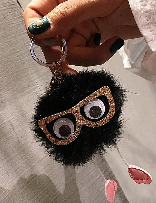 Cute Black Sunglasses Decorated Key Chain