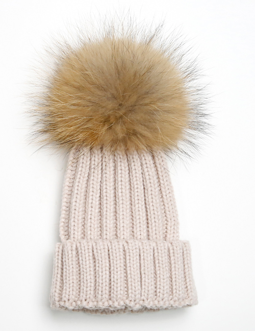 Lovely Light Coffee Fuzzy Ball Decorated Children Hat (2-10 Age )