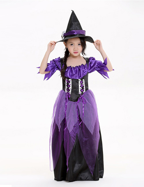 Fashion Purple Witch Decorated Costume