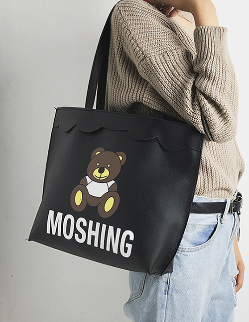 Lovely Black Bear Shape Decorated Bag