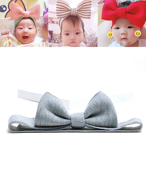 Lovely Gray Bowknot Shape Decorated Baby Hair Band