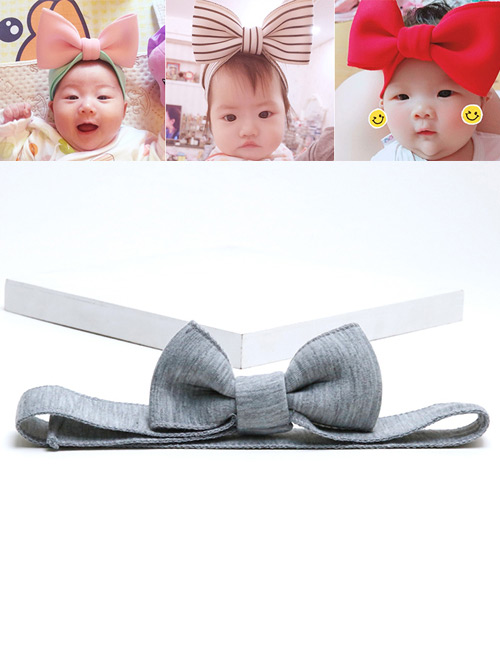 Lovely Gray Bowknot Shape Decorated Baby Hair Band